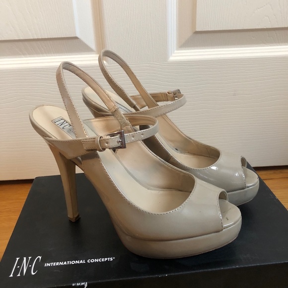 INC Peep Toe Nude Heels - Picture 2 of 7